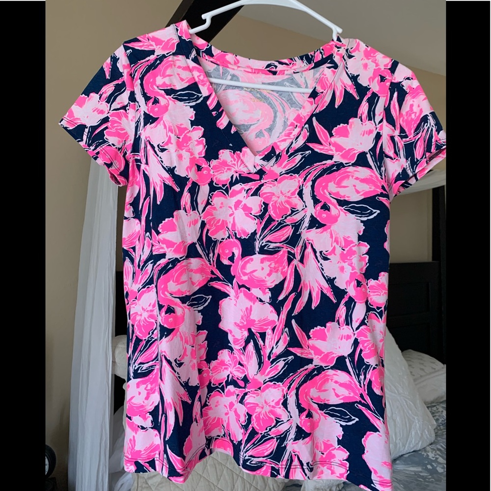 Lilly Pulitzer Flamingo short Sleeve Top Small